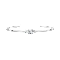 0.75 ctw Round Lab Grown White Diamond or Cubic Zirconia 5 Stone Open Cuff Bracelet for Women in 925 Sterling Silver