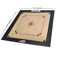 Precise Carrom Board Game Board Champion Bulldog Jumbo English Ply Wood Board with Coin & Striker, Approved by AICF & ICF, Official Board for International Carrom World Cup(Jumbo, 32mm)
