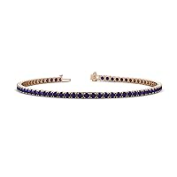 Blue Sapphire Women Eternity Tennis Bracelet 14K Rose Gold