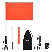 Affordura Orange Boat Flag Holder 30 Inch Water Ski Flag for 0.5-1.33 Inch Round and Pontoon Square Rails Boat Safety Flag Rotating Mount Skier Down Flag with Storage Bag and Velcro
