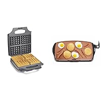 BELLA Classic Waffle Iron, 4 Square Belgian Waffle Maker & Electric Ceramic Titanium Griddle, Make 10 Eggs At Once, Healthy-Eco Non-stick Coating, Hassle-Free Clean Up