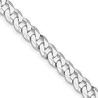 925 Sterling Silver Rhodium Plated 6mm Beveled Curb Chain Necklace Jewelry for Women - Length Options: 20 22 24 26 28