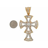 2.25CT Princess Cut Diamond 14K Yellow Gold Plated Unique Religious Cross Pendant