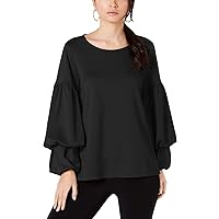 Alfani Womens Stretch Bubble Sleeves Pullover Top
