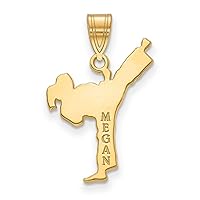 10K Yellow Gold Girl Karate Customize Personalize Engravable Charm Pendant Jewelry Gifts For Women or Men (Length 0.78