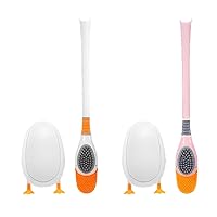 2 Pack Silicone Toilet Brush，Flexible Toilet Bowl Brush Head with Silicone Bristles, Floor Standing & Wall Mounted Without Drilling,Hygienic (B)