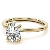 14k Yellow Gold Solitaire 3 ct. Oval Beaded Prong Moissanite Engagement Ring