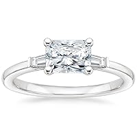 JEWELERYIUM 1 CT Radiant Cut Colorless Moissanite Engagement Ring, Wedding/Bridal Ring Set, Halo Style, Solid Sterling Silver Anniversary Bridal Jewelry, Awesome Birthday Gifts for Her