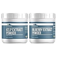 Earthborn Elements Bilberry Extract Powder and Kelp Extract Powder Bundle, Various Sizes, Pure & Natural, Smoothies & Shakes