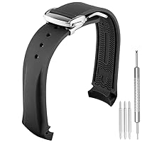 Curved End Rubber Strap Compatible with Omega Rolex Tudor SEIKO 20mm 22mm Watch，Seamaster Speedmaster Diver 150M 300M 600M Omega X Swatch Moonswatch Watch Replacement Band Men Women