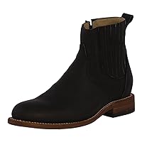 Mens #150 Black Chelsea Ankle Boots Western Wear Leather Round Toe