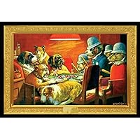 IF AQD 24211 36x24 1.25 Black Plexi Framed Dogs Playing Poster Busted by Cm Coolidge 36X24 Art Print Poster Wall Decor College Humor Funny Classic Man Cave