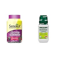 Senokot Dietary Supplement Laxative Gummies, Natural Senna Extract, Gentle & Dulcolax Liquid Laxative, Stimulant Free Laxative for Comfortable Relief, Cherry Flavor, 12 oz.