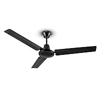 Klarstein Spin Doctor Ceiling Fan, 3 Blades, Diameter: 48 inches / 122 cm, Air Flow Rate: 9963 m³/h, 56 W, 3 Speeds, Separate Wall Control, Body: Stainless Steel, Modern, Black