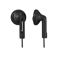 PANASONIC Stereo Earbud Headphones with Comfortable, Clear, and Powerful Sound. Includes 3.9 ft Cord with Miniplug 3.5mm Headphone Jack - RP-HV096-K – In Ear Earbuds (Black)