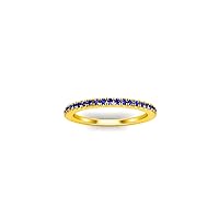 1.00 Ctw Round Cut Lab Created Blue Sapphire Half Eternity Band Wedding Engagement Ring For Womens 14K Yellow Gold Plated
