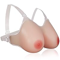 Vollence Strap on Silicone Breast Forms Fake Boobs for Mastectomy Crossdresser