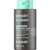 b.fresh Eucalyptus Body Wash | Keepin' It Clean - Deep Cleansing Detox Body Wash w/Activated Charcoal, Cruelty Free, Paraben Free, Skin Loving Ingredients, 16 Fl Oz