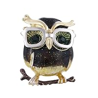 Women And Men Retro Personality Owl Wearing Glasses Brooch With Clasp Gifts For Christmas White Attractive and fashion