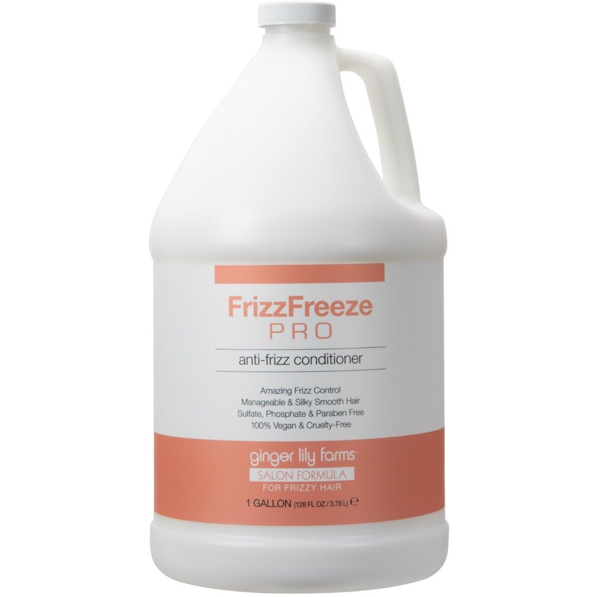 Ginger Lily Farms Salon Formula FrizzFreeze Pro Anti-Frizz Conditioner for Frizzy Hair, 100% Vegan & Cruelty-Free, 1 Gallon (128 fl oz) Refill