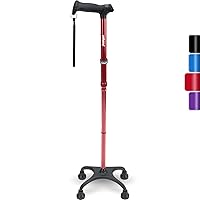 REHAND Quad Cane, Foldable Walking Cane for Men & Women with 4-Pronged Base for Extra Balance & Stability-Adjustable, Lightweight, Collapsible, Walking Stick for Right or Left Handed Seniors & Adults