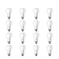 LED Frosted Flicker-Free A19, Non-Dimmable, EyeComfort Technology, 450 Lumen, Soft White Light (2700K), 6.5W=40W, E26 Base, Pack of 16