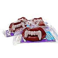 Wack-O-Wax Candy Sets - Wax Lips, Wax Fangs OR Wax Mustaches, Indiv wrapped, Set of 6 (Wax Fangs)