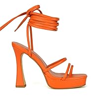 Womens Strappy Platform High Heel Sandals Ladies Lace Up Straps Party Evening Shoes Size