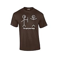 Funny Short Sleeve T-Shirt I've Got Your Back Stick Figures Humorous Sarcastic Phrases Novelty Short Sleeve T-shirt-Brown-5Xl