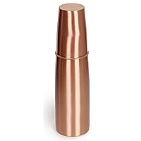 Pure Copper Water Bottle With Glass or Cup for Drinking Healthy Water - Night Time Bedside Leak Proof Vessel/Carafe/Container