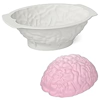 Silicone Brain Mold - White Realistic Human Brain Cake Mold,Large Volume with Support Base,Thicken Organs Mould for Halloween Fondant Candy Chocolate Jelly or Pudding,3.2