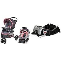 Baby Trend Nexton Travel System, Coral Floral + Baby Trend EZ Flec Loc 32 Infant Car Seat Base, Black