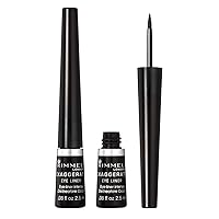 Rimmel London Scandaleyes Exaggerate Liquid Eyeliner, Intense Color, Long-Wearing, Waterproof, 001, Black, 0.08oz