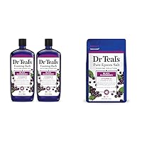 Dr Teal's Foaming Bath with Pure Epsom Salt, Black Elderberry with Vitamin D, 34 fl oz (Pack of 2) & Salt Soak with Pure Epsom Salt, Elderberry, 3 lbs