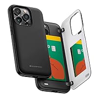 GOOSPERY Magnetic Door Bumper Compatible with iPhone 14 Pro Case, Card Holder Wallet Easy Magnet Auto Closing Protective Dual Layer Sturdy Phone Back Cover - Black