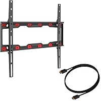 Barkan TV Wall Mount, 19-65 inch Fixed, Drywall No Stud No Drill Screen Bracket, Holds up to 80lbs, Auto Lock Patented, Fits LED OLED LCD, Including 6 ft 4K HDMI Cable