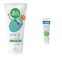 Fresh Monster Kids Hair Styling Gel, Medium Hold Alcohol-Free & Dr. Brown's Fluoride-Free Baby Toothpaste,Infant & Toddler Oral Care,Mixed Fruit,1-Pack,1.4oz/40g,0-3 Years