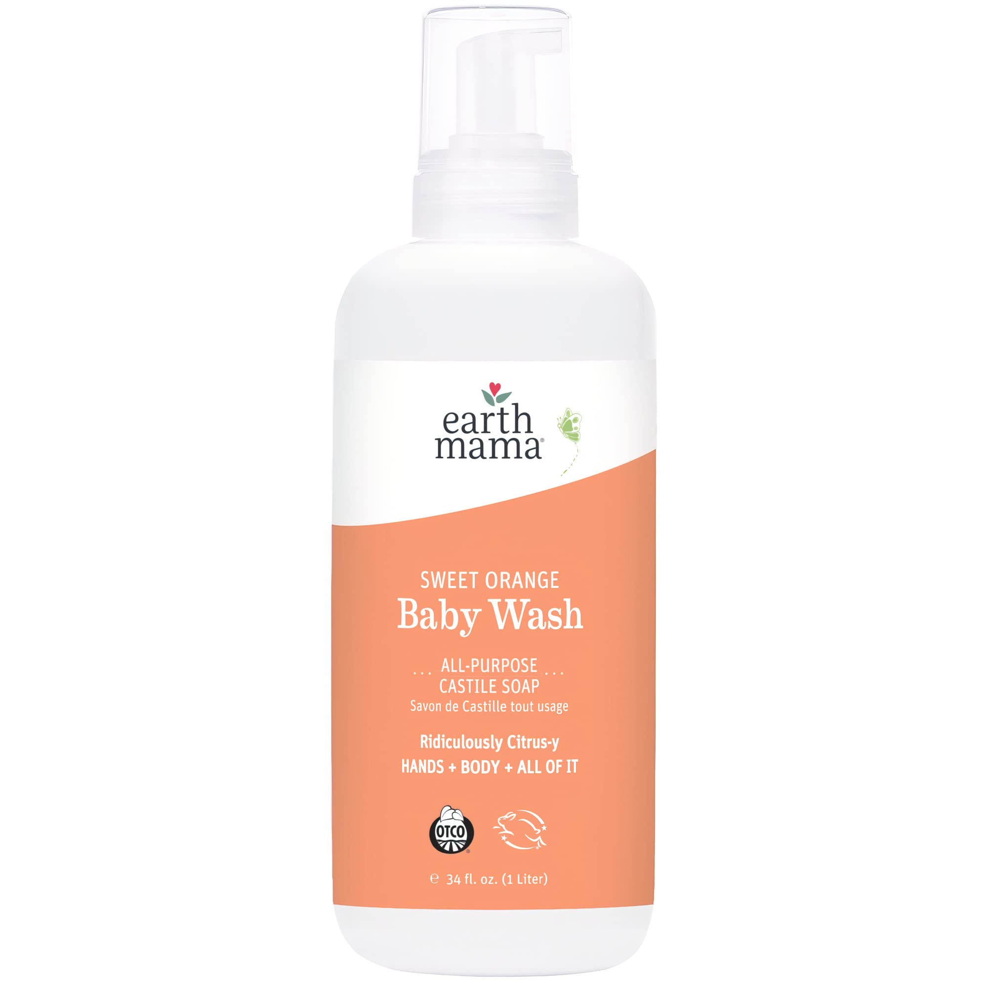 Earth Mama Sweet Orange Foaming Hand & Body Wash Refill | All-Purpose Castile Soap, 34-Fluid Ounce