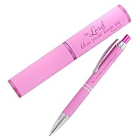 Christian Art Gifts The Lord Bless You Pink Stylish Classic Pen in Matching Gift Case - Numbers 6:24 Bible Verse Refillable Retractable Medium Ballpoint Pen for Journal Planner Writing Note