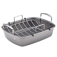 Circulon Nonstick Roasting Pan / Roaster with Rack - 17 Inch x 13 Inch, Gray