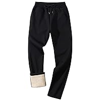 Flygo Men's Fleece Lined Sherpa Sweatpants Winter Warm Pants Jogger Lounge Athletic Pant with Pockets