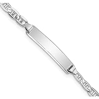 Jewels By Lux Engravable Personalized Custom 14K White Gold Anchor Link ID Bracelet For Men or Women Length 7 inches Width 4.3 mm With Lobster Claw Clasp