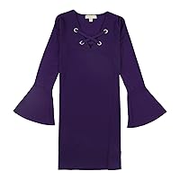 Michael Kors Womens Lace Up Grommet Flounce Dress, Purple, Small