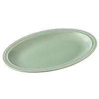 Koyo Pottery 30319 Platter, Japanese Tableware, Rim Dot Plate, L, Mint Green, Mino Ware Made in Japan