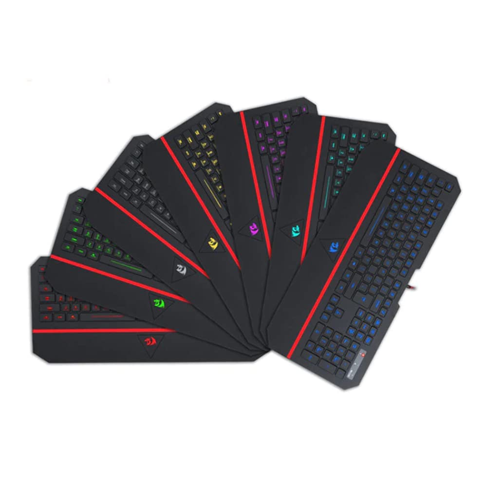 Redragon K502 RGB Gaming Keyboard RGB LED Backlit Illuminated 104 Key Silent Keyboard with Wrist Rest for Windows PC Games (RGB Backlit)