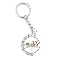 Florence Cathedral Italy Pattern Rotatable Key Chain Ring Keyholder