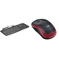 Logitech K120 Wired Business Keyboard for Windows or Linux, USB Plug-and-Play, Full-Size & M185 Wireless Mouse, 2.4GHz with USB Mini Receiver, 12-Month Battery Life
