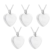Stainless Steel Heart Urn Necklace Cremation Jewelry for ashes Pendant Memorial Jewelry Memorial beloved pet and human-With black packaging bag (Heart pendant-5pcs)