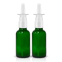 VIGOR PATH Glass 1 oz Nasal Sprayer - Empty, Refillable, Travel-Sized Solution for Saline Applications - Quality Glass Construction! (Green)