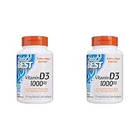 Doctor's BEST Best Vitamin D3 1000 IU, Softgel Capsules, 180-Count (Pack of 2)